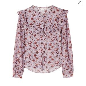 Veronica Beard Viveca Floral Print Ruffle Blouse